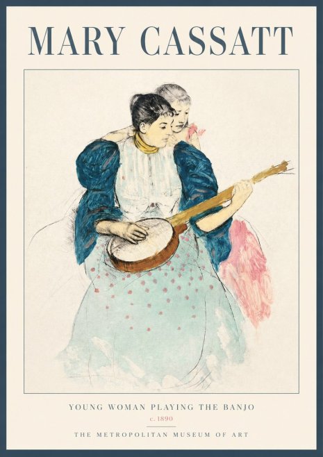 Mary Cassatt Young Woman Playing the Banjo No2 - Plakát