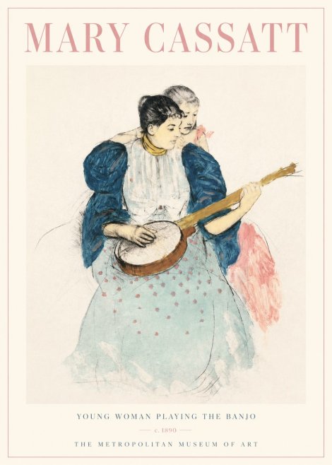 Mary Cassatt Young Woman Playing the Banjo No3 - Plakát