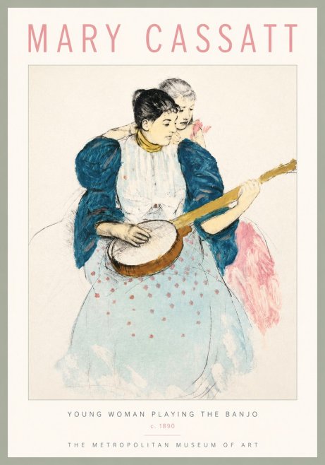 Mary Cassatt Young Woman Playing the Banjo No5 - Plakát