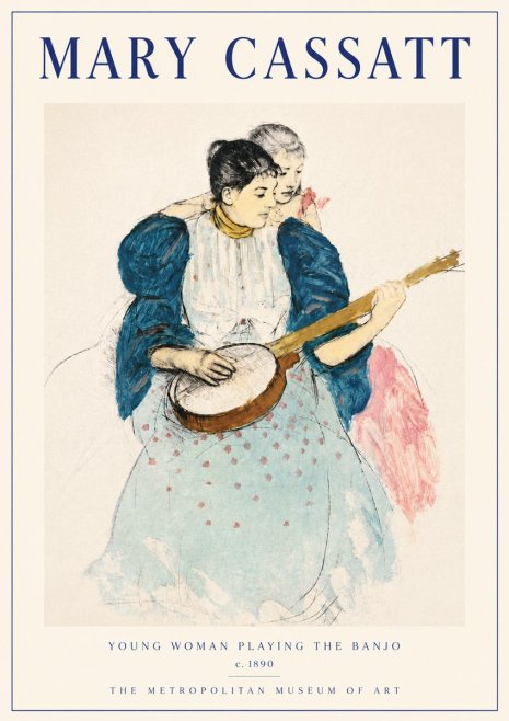 Mary Cassatt Young Woman Playing the Banjo No6 - Plakát