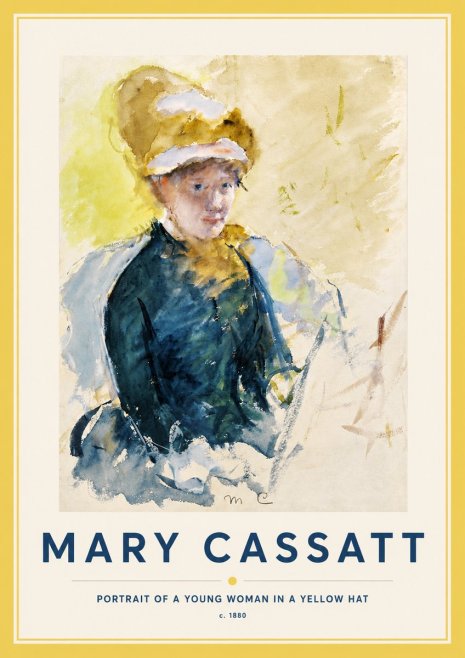 Mary Cassatt Portrait of a Young Woman in a Yellow Hat No5 - Plakát