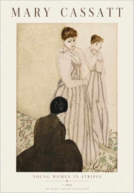 Mary Cassatt Young Women in Stripes No6 - Plakát
