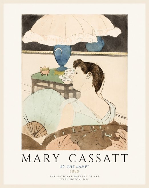 Mary Cassatt By the Lamp No1 - Plakát
