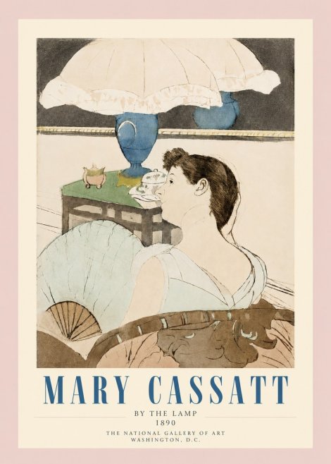 Mary Cassatt By the Lamp No3 - Plakát