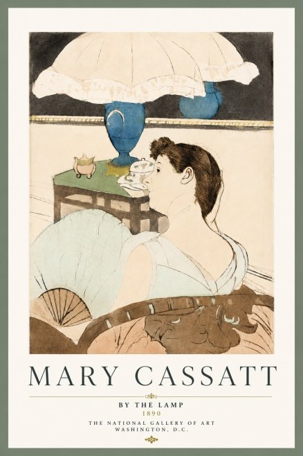 Mary Cassatt By the Lamp No4 - Plakát