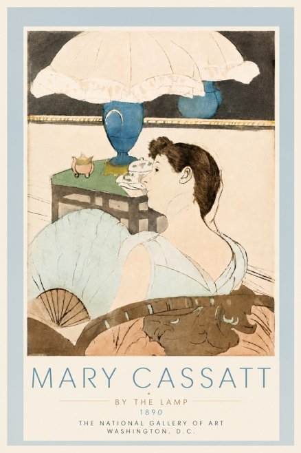 Mary Cassatt By the Lamp No5 - Plakát