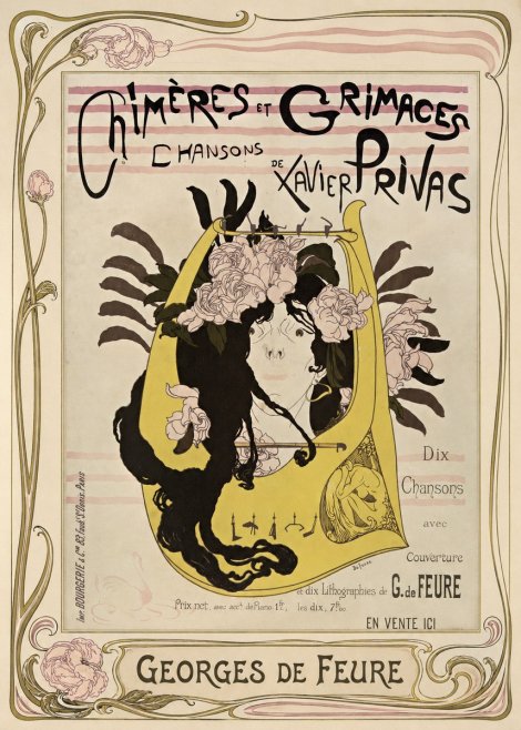 Georges de Feure Chimères Et Grimaces Chansons De Xavier Privas No1 - Plakát