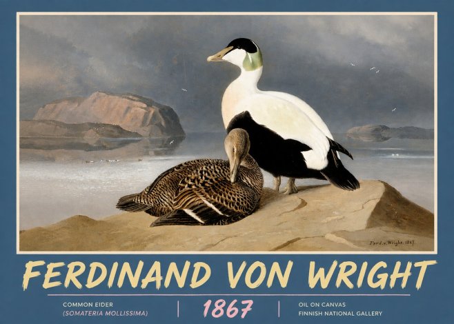 Ferdinand von Wright Common Eider (Somateria Mollissima) No5 - Plakát