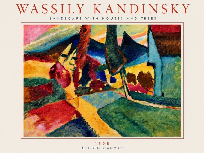 Kandinsky Landscape with Houses and Trees No3 - Plakát