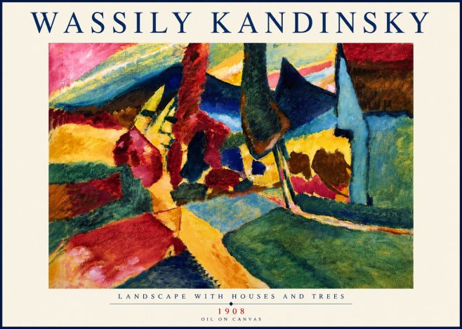 Kandinsky Landscape with Houses and Trees No4 - Plakát