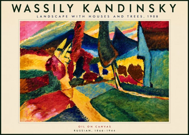 Kandinsky Landscape with Houses and Trees No6 - Plakát