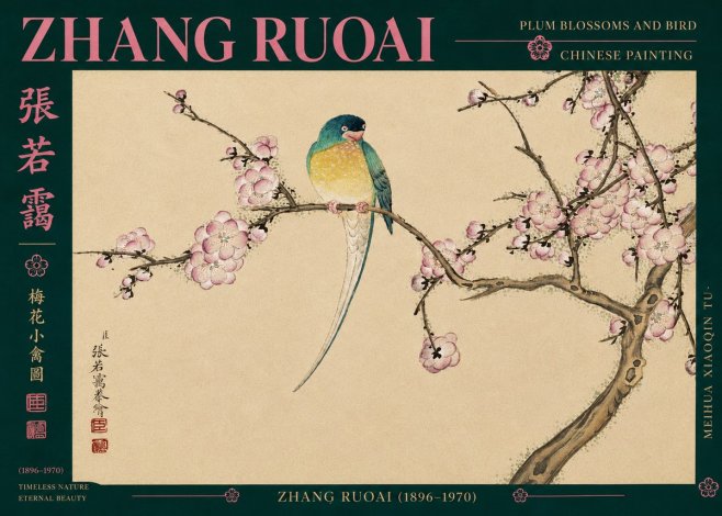 Zhang Ruoai Plum Blossoms and Bird No3 - Plakát
