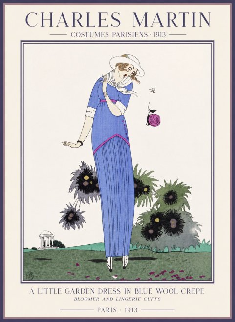 Charles Martin Little Garden Dress in Blue Wool Crepe No5 - Plakát