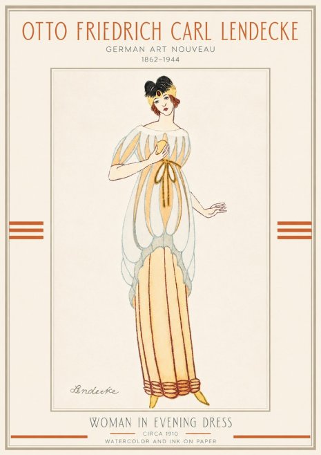 Otto Friedrich Carl Lendecke Woman in Evening Dress No3 - Plakát