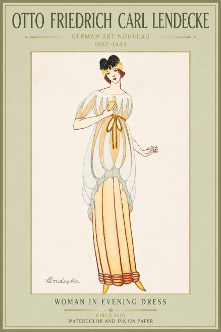 Otto Friedrich Carl Lendecke Woman in Evening Dress No5 - Plakát