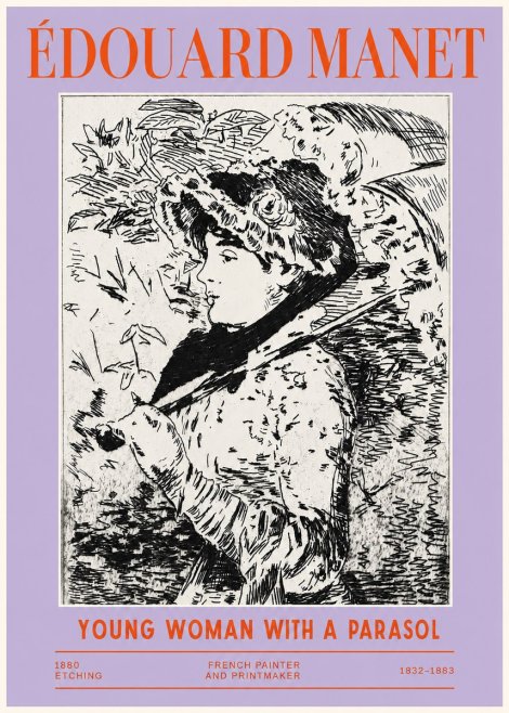 Édouard Manet Young Woman with a Parasol No2 - Plakát