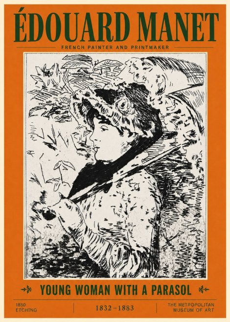 Édouard Manet Young Woman with a Parasol No5 - Plakát