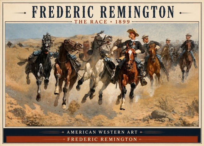 Frederic Remington The Race I No4 - Plakát
