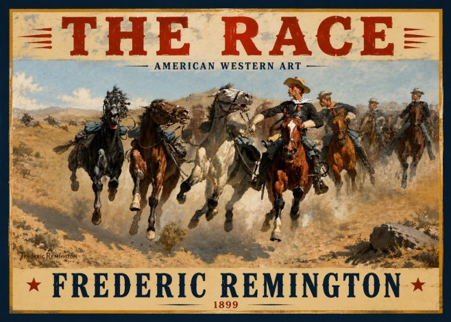 Frederic Remington The Race I No5 - Plakát