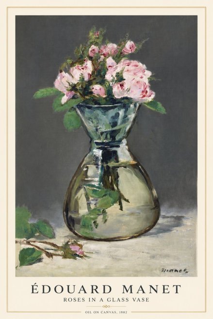 Édouard Manet Roses in a Glass Vase II No1 - Plakát