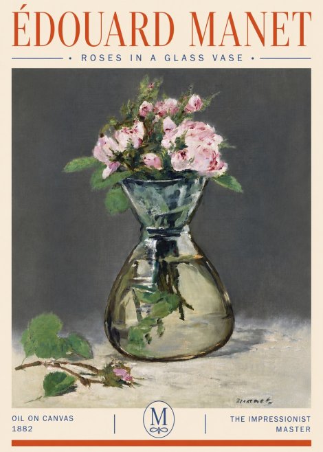 Édouard Manet Roses in a Glass Vase II No4 - Plakát