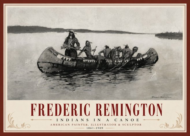 Frederic Remington Indians in a Canoe No6 - Plakát