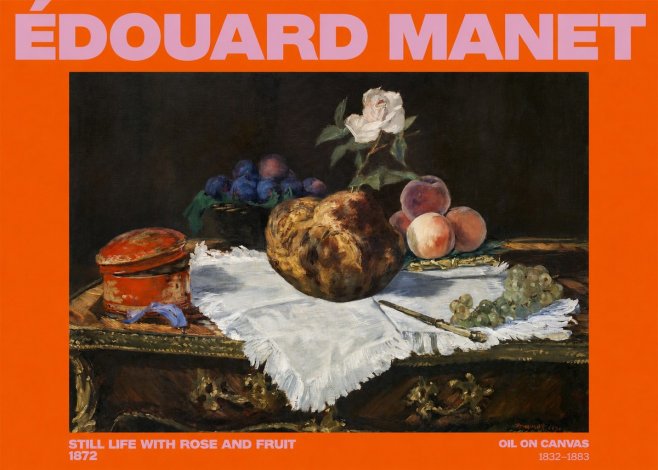 Édouard Manet Still Life with Rose and Fruit No2 - Plakát