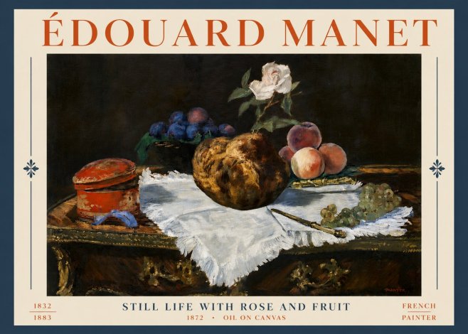 Édouard Manet Still Life with Rose and Fruit No6 - Plakát