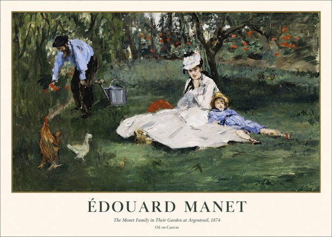 Édouard Manet The Monet Family in Their Garden at Argenteuil, 1874 No1 - Plakát