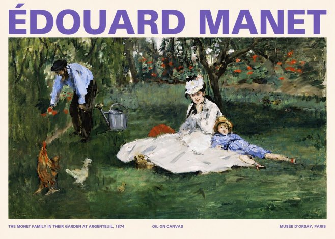 Édouard Manet The Monet Family in Their Garden at Argenteuil, 1874 No4 - Plakát