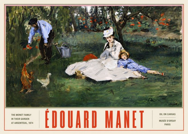 Édouard Manet The Monet Family in Their Garden at Argenteuil, 1874 No5 - Plakát