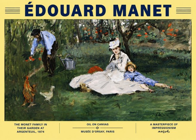 Édouard Manet The Monet Family in Their Garden at Argenteuil, 1874 No6 - Plakát