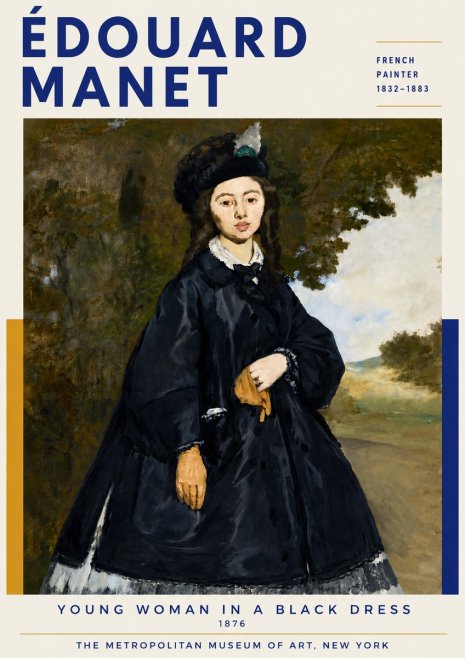 Édouard Manet Young Woman in a Black Dress No6 - Plakát