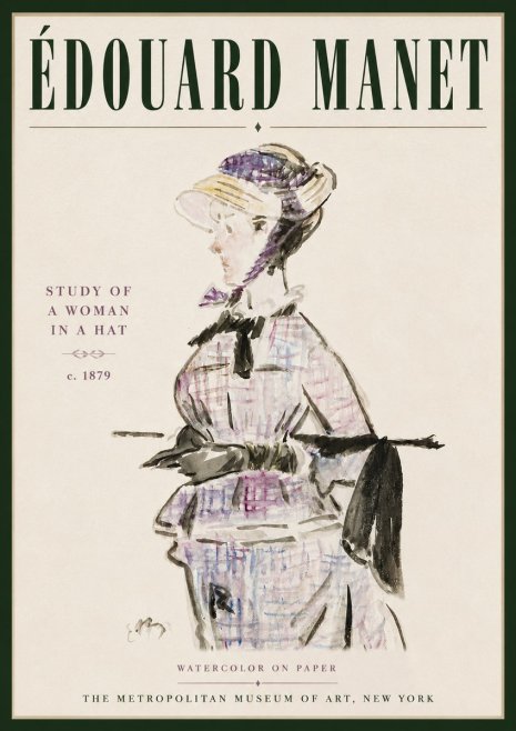 Édouard Manet Study of a Woman in a Hat No5 - Plakát