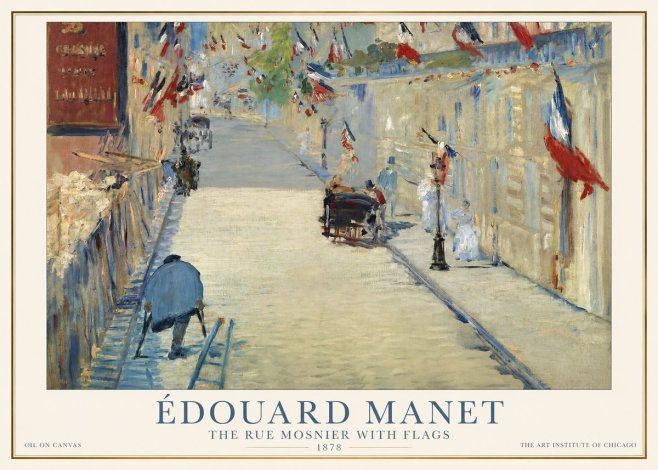 Édouard Manet The Rue Mosnier with Flags No1 - Plakát