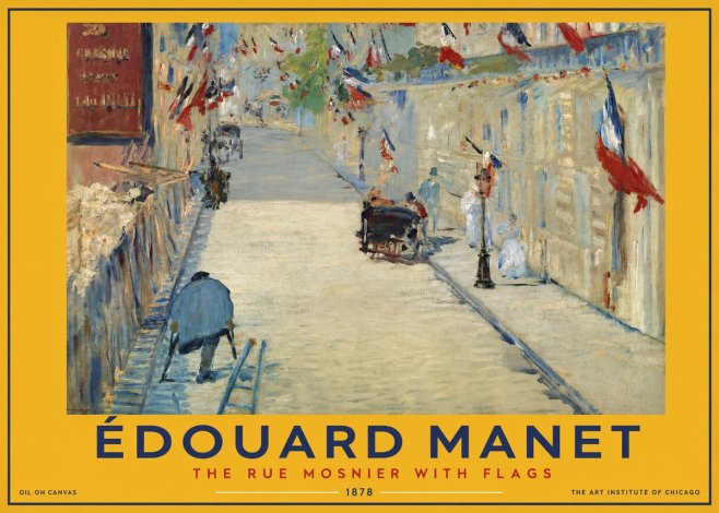 Édouard Manet The Rue Mosnier with Flags No2 - Plakát
