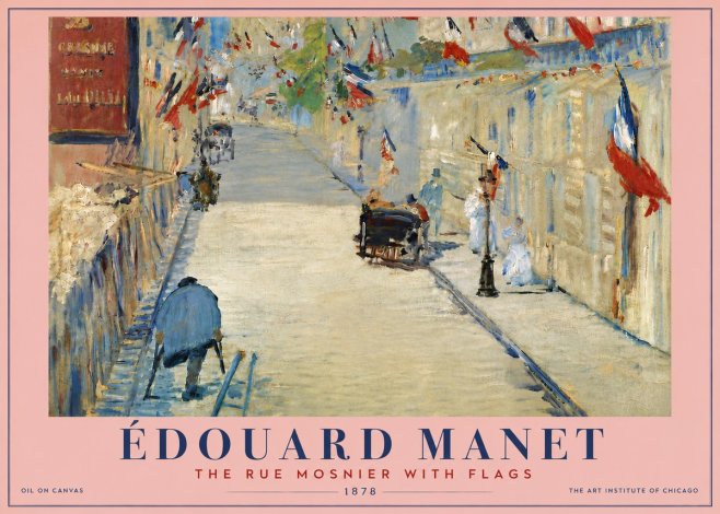 Édouard Manet The Rue Mosnier with Flags No6 - Plakát
