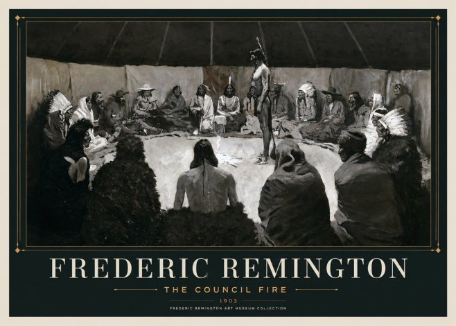 Frederic Remington The Council Fire II No3 - Plakát