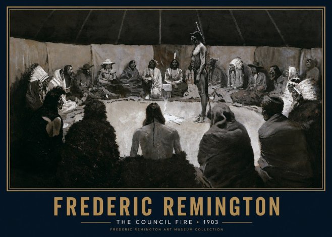Frederic Remington The Council Fire II No5 - Plakát