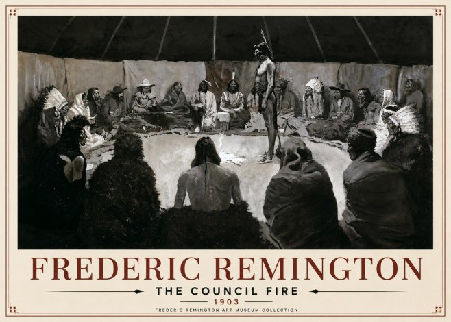 Frederic Remington The Council Fire II No6 - Plakát