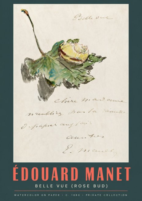 Édouard Manet A Rosebud with Leaf No3 - Plakát