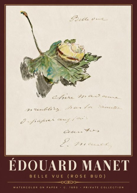 Édouard Manet A Rosebud with Leaf No6 - Plakát