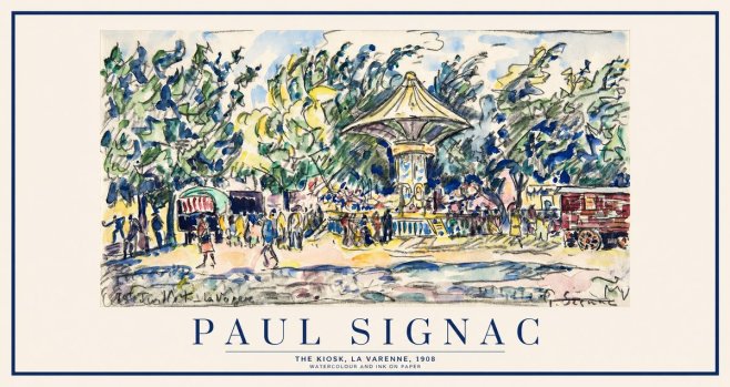 Signac The Kiosk, La Varenne, 1908 No1 - Plakát