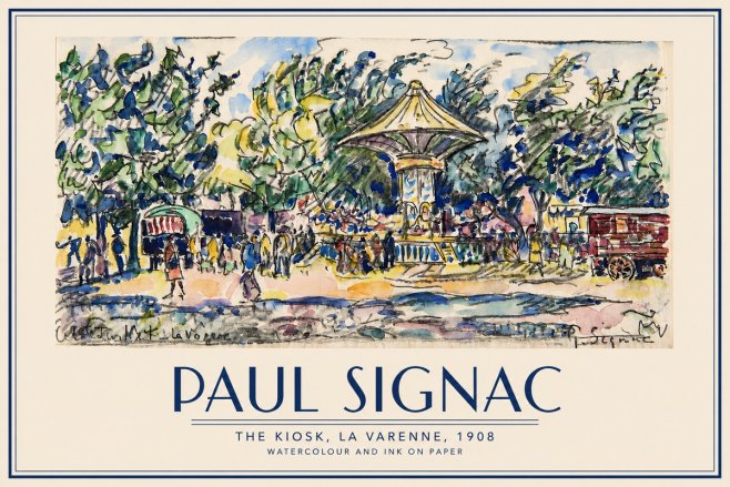 Signac The Kiosk, La Varenne, 1908 No3 - Plakát