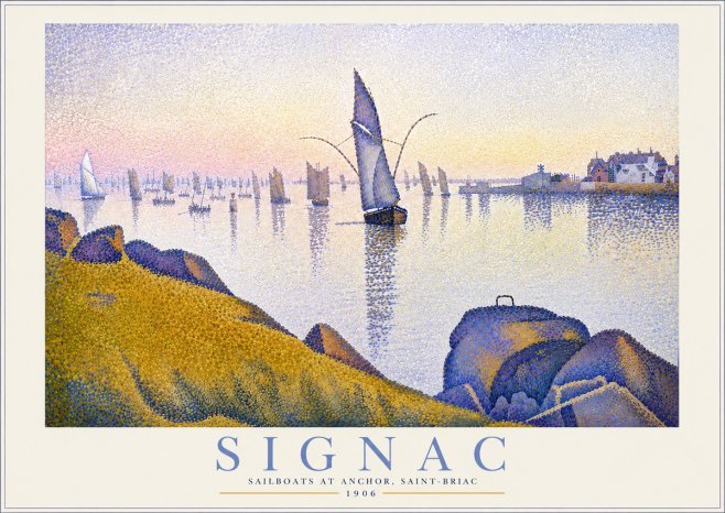 Signac Sailboats at Anchor, Saint-briac No4 - Plakát