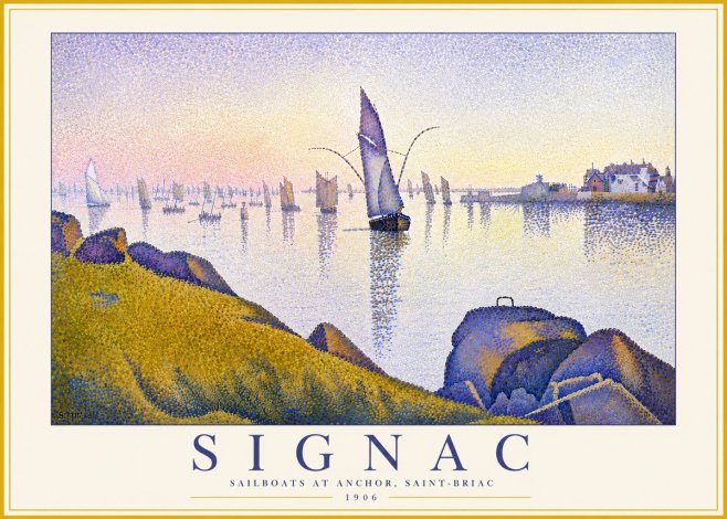 Signac Sailboats at Anchor, Saint-briac No6 - Plakát