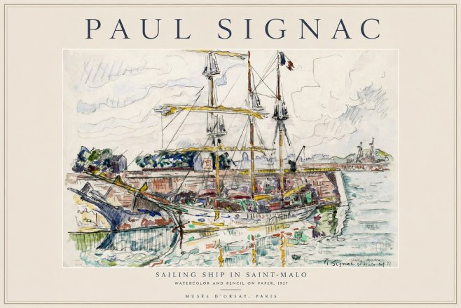 Signac Sailing Ship in Saint-malo No1 - Plakát