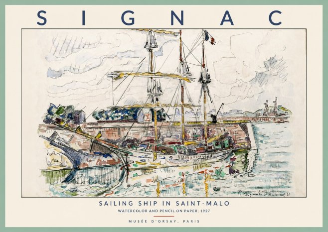 Signac Sailing Ship in Saint-malo No2 - Plakát