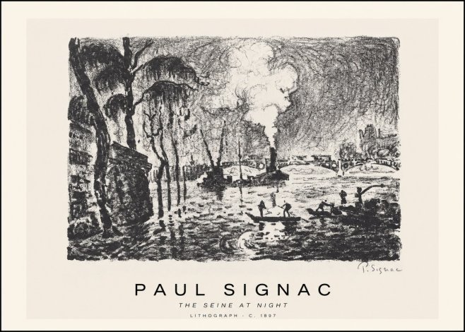 Signac The Seine at Night No1 - Plakát