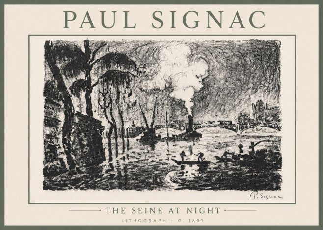 Signac The Seine at Night No6 - Plakát